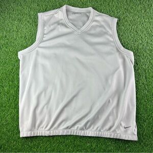 Nike Dri Fit Grey Beige Golf Pullover V-Neck Sleeveless Vest Mens Sz XXL 2XL
